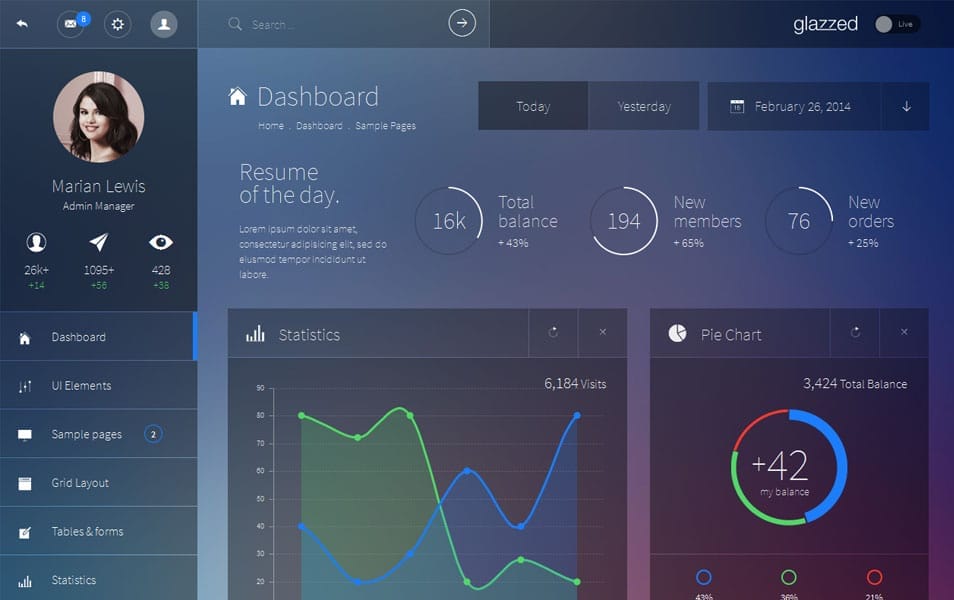 Glazzed HTML5 Admin Template