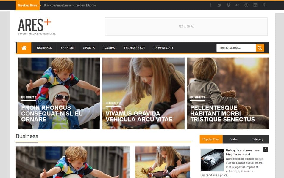 Ares Responsive Blogger Template