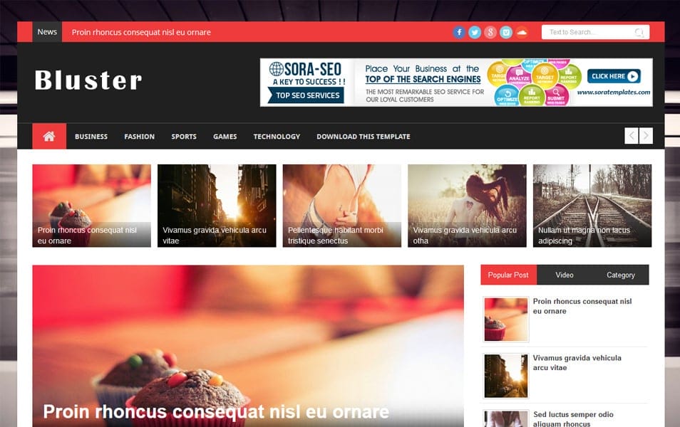 Bluster Responsive Magazine Blogger Template