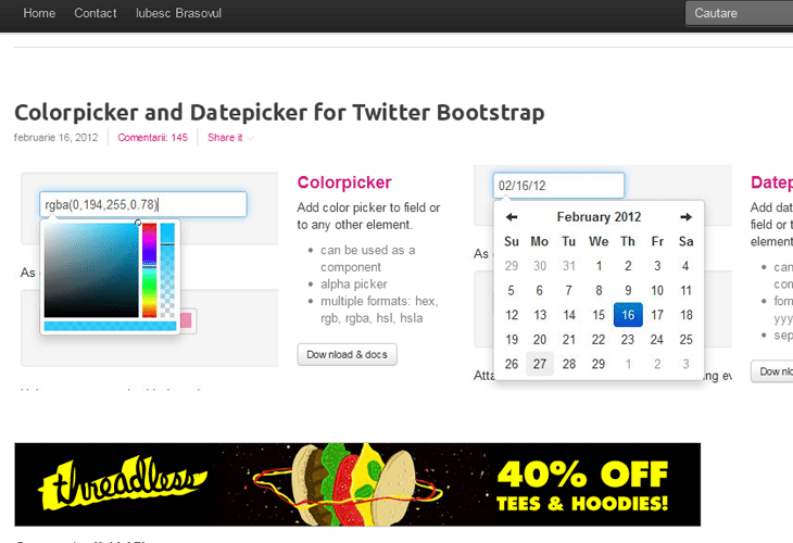 Colorpicker and Datepicker for Twitter Bootstrap