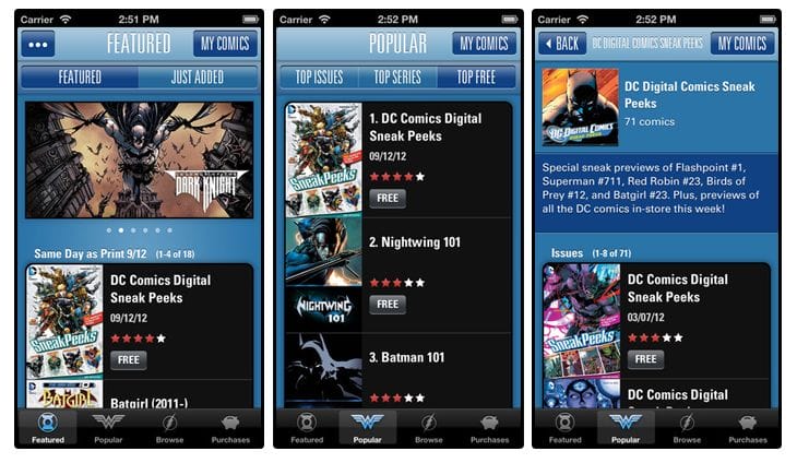 Best 50 Free Book Apps for iPad, iPhone and iPod of 2012 17 DC Comics