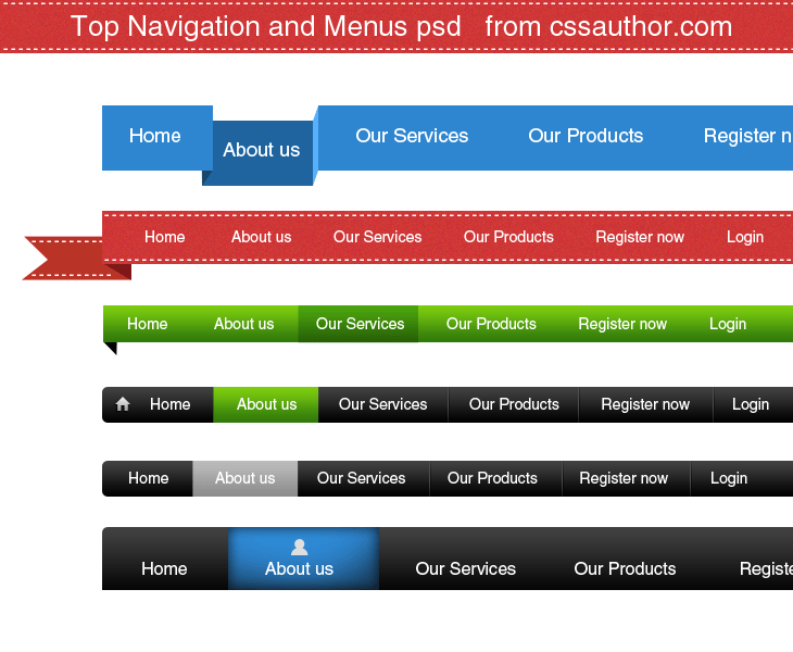 Download Free Top Navigation and Menus PSD - cssauthor.com Download Free Top Navigation and Menus PSD - cssauthor.com