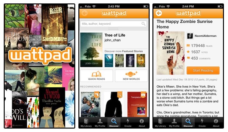 Best 50 Free Book Apps for iPad, iPhone and iPod of 2012 9 Free Books - Wattpad eBook Reader