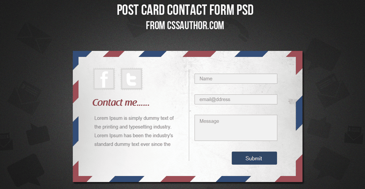 Free Download Postcard Contact Form PSD - cssauthor.com Free Download Postcard Contact Form PSD - cssauthor.com