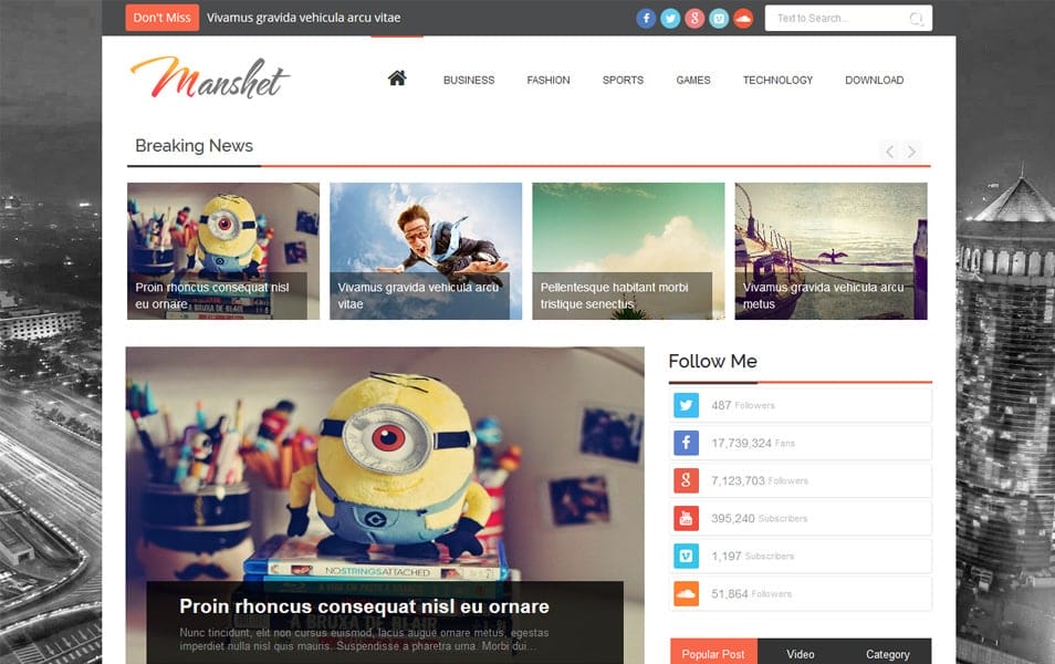 Manshet Responsive Blogger Template