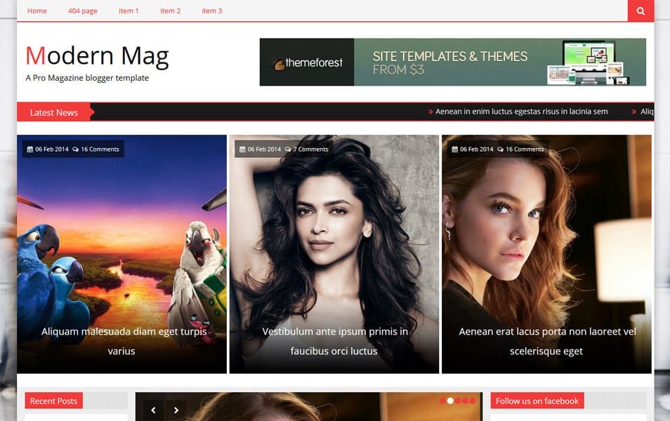 Modern Mag Responsive Blogger Template