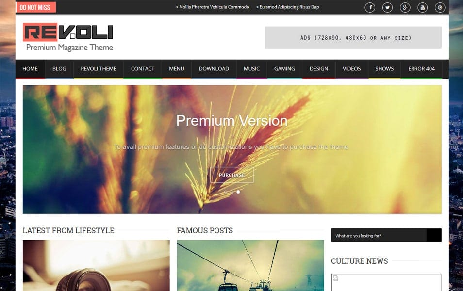 Revoli Responsive Magazine Blogger Template