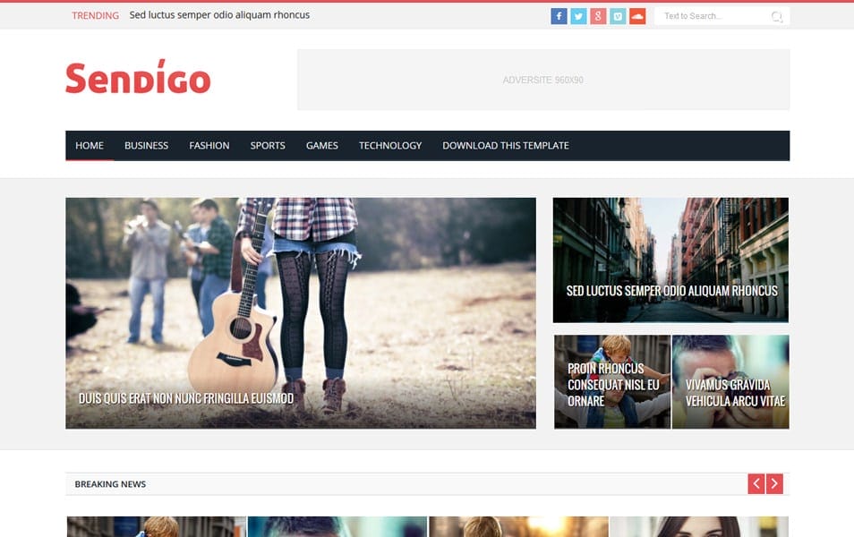 Sendigo Responsive Blogger Template