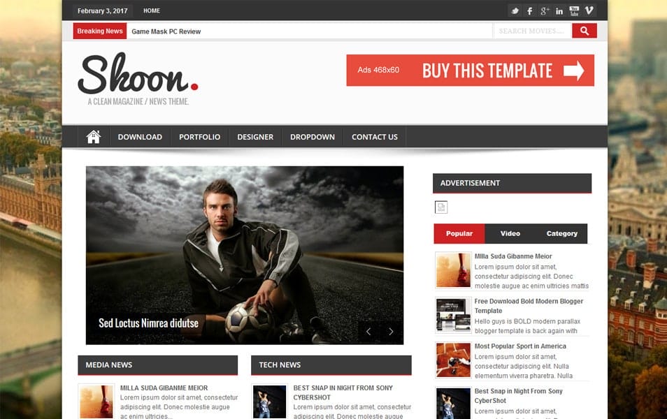 Shoon Responsive Magazine Blogger Template