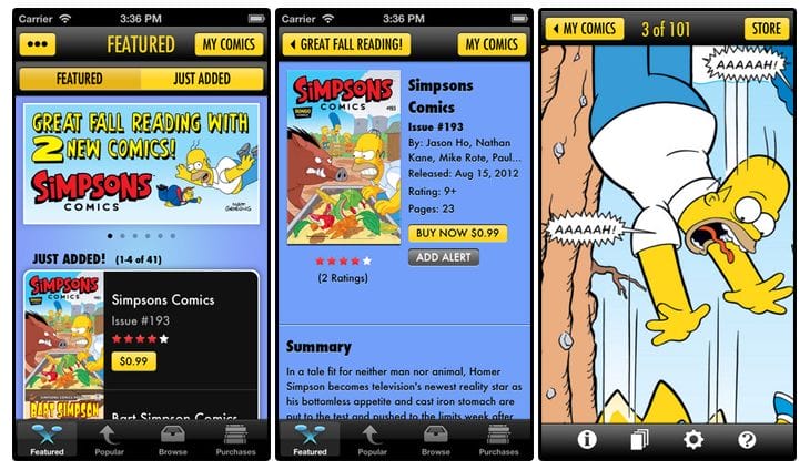 Best 50 Free Book Apps for iPad, iPhone and iPod of 2012 24 Simpsons Comics