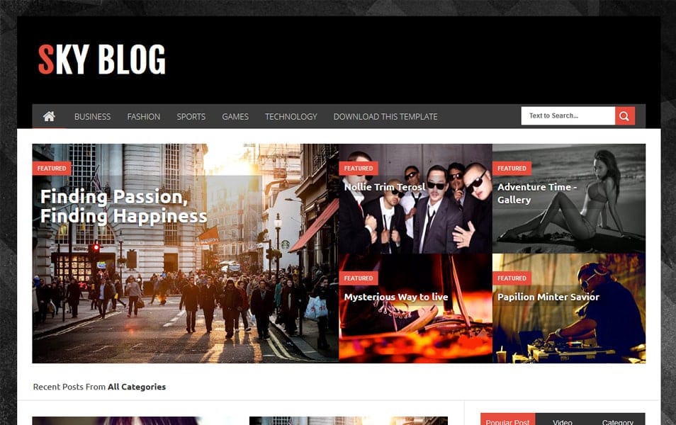 Sky Blog Responsive Blogger Template