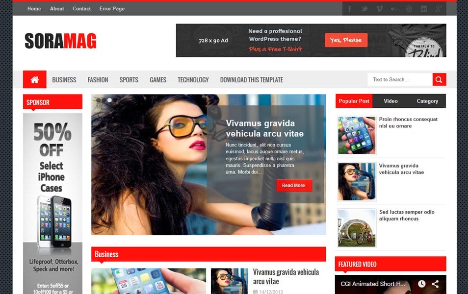 Sora Mag Responsive Blogger Template