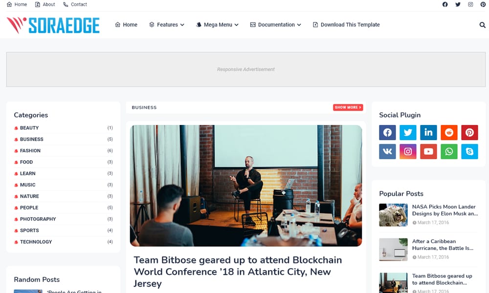 150+ Free Responsive Magazine Style Blogger Templates 2025 9 Soraedge