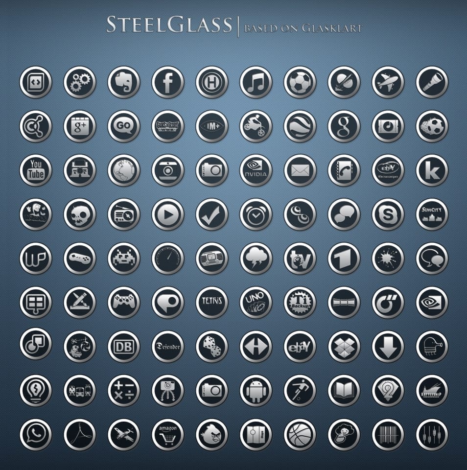 20 Beautiful Icon Sets for Android 6 SteelGlass Icons for Android