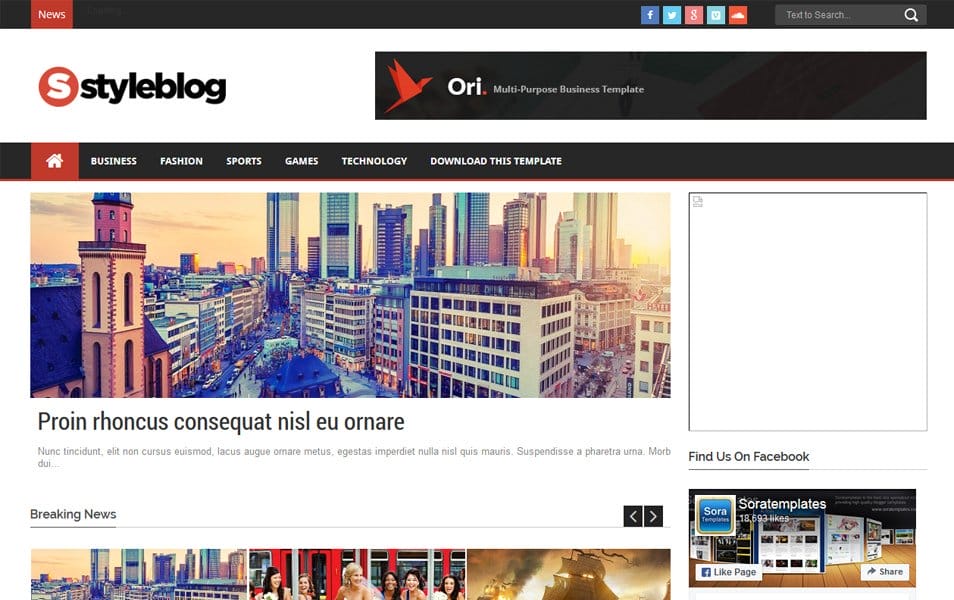 Style Blog Magazine News Blogger Template