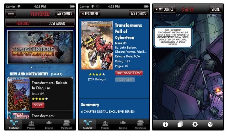 Best 50 Free Book Apps for iPad, iPhone and iPod of 2012 21 Transformers Comics
