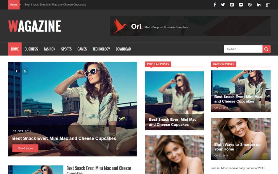 Wagazine Responsive Blogger Template