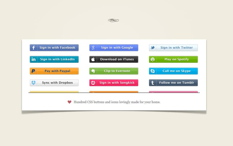 Zocial CSS social buttons