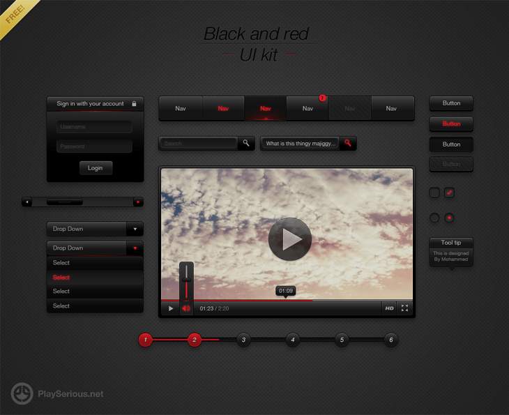 40 Beautiful User Interface Design Kits 20 Black and Red UI Kit