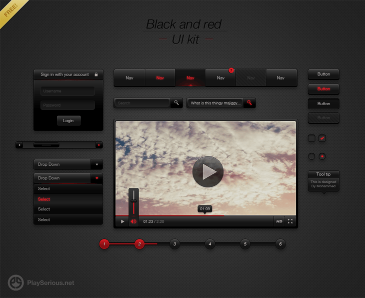 Black and Red UI Kit