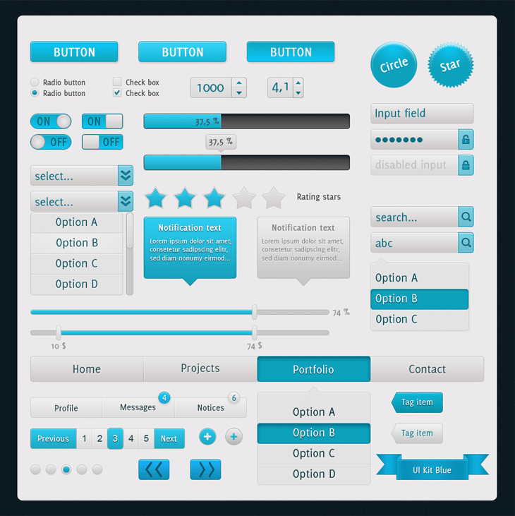 40 Beautiful User Interface Design Kits 5 Blue UI Touch Kit