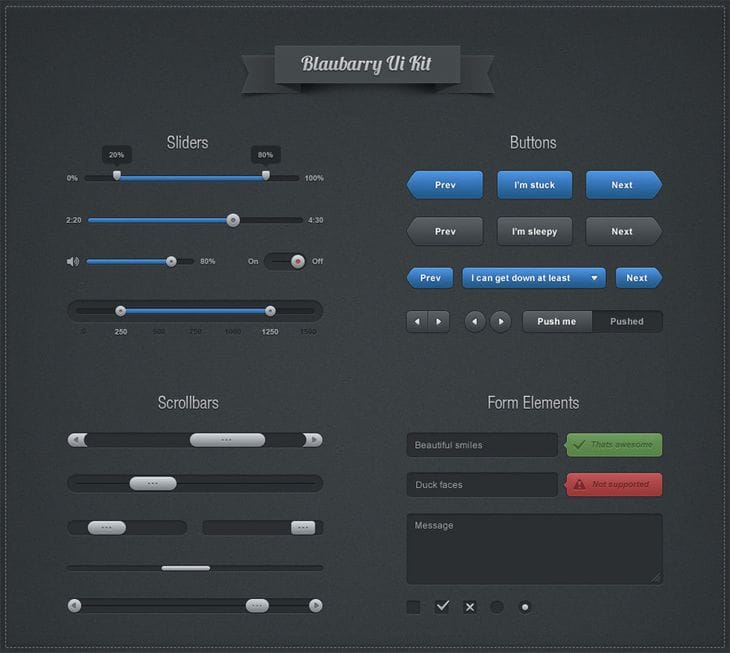 40 Beautiful User Interface Design Kits 33 Botton Blaubarry UI Kit PSD