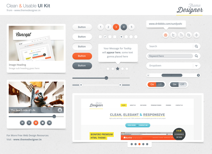 40 Beautiful User Interface Design Kits 3 Clean and Usable UI Kit