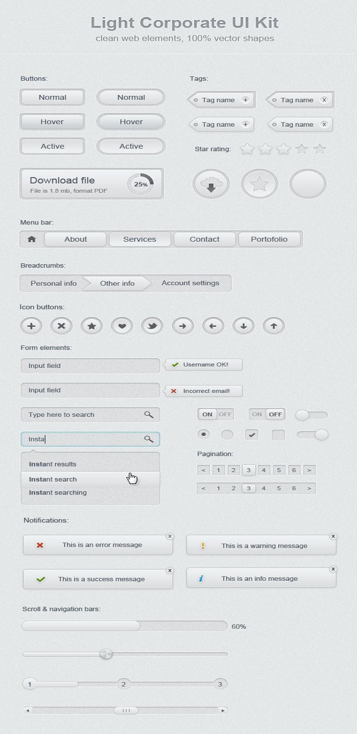 40 Beautiful User Interface Design Kits 14 Light Corporate UI Kit