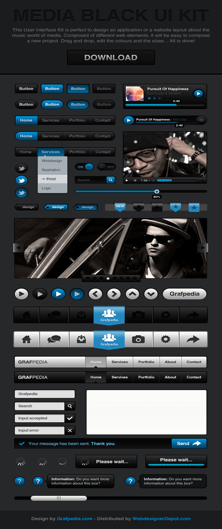 Media Black UI Kit