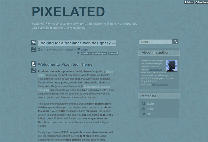 Pixelated Tumblr Theme