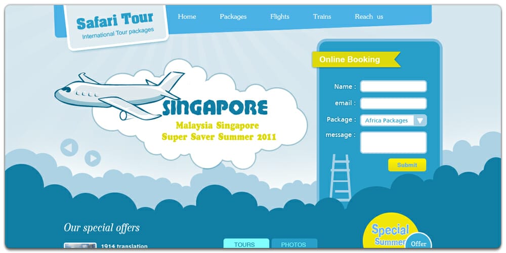 Well-Designed PSD Website Templates for Free Download 1 Safari Tours