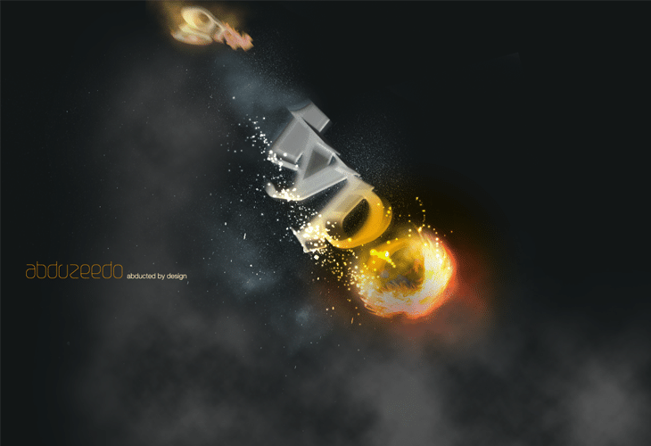 20 Best 3D Text Effect Photoshop Tutorials 6 Spectacular Flaming Meteor Effect