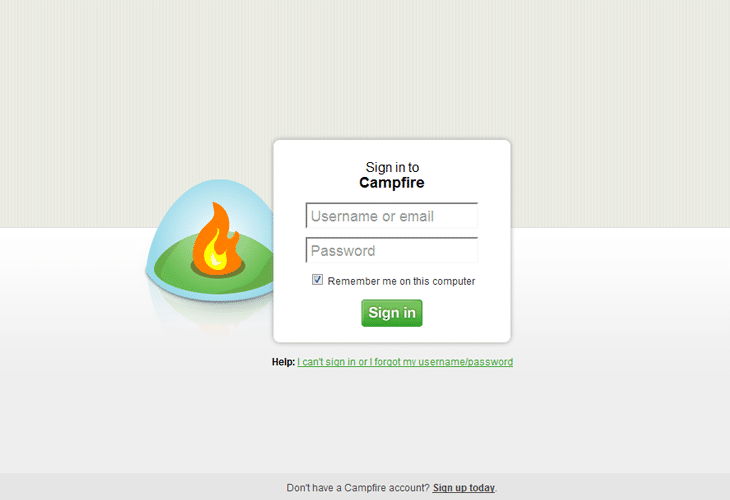 campfire Login Page/Form Designs