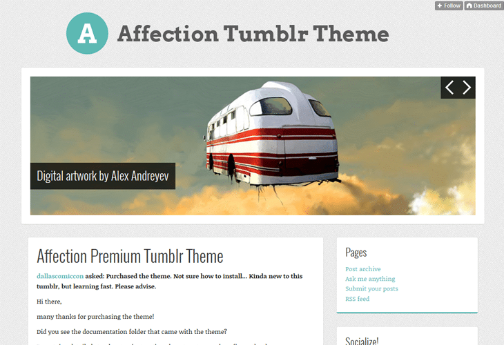 Affection - a responsive Tumblr theme