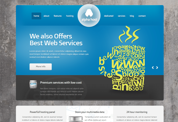 20 Premium Web Hosting Website Templates For Inspiration (HTML/CSS, Joomla and WordPress) 1 Alpha