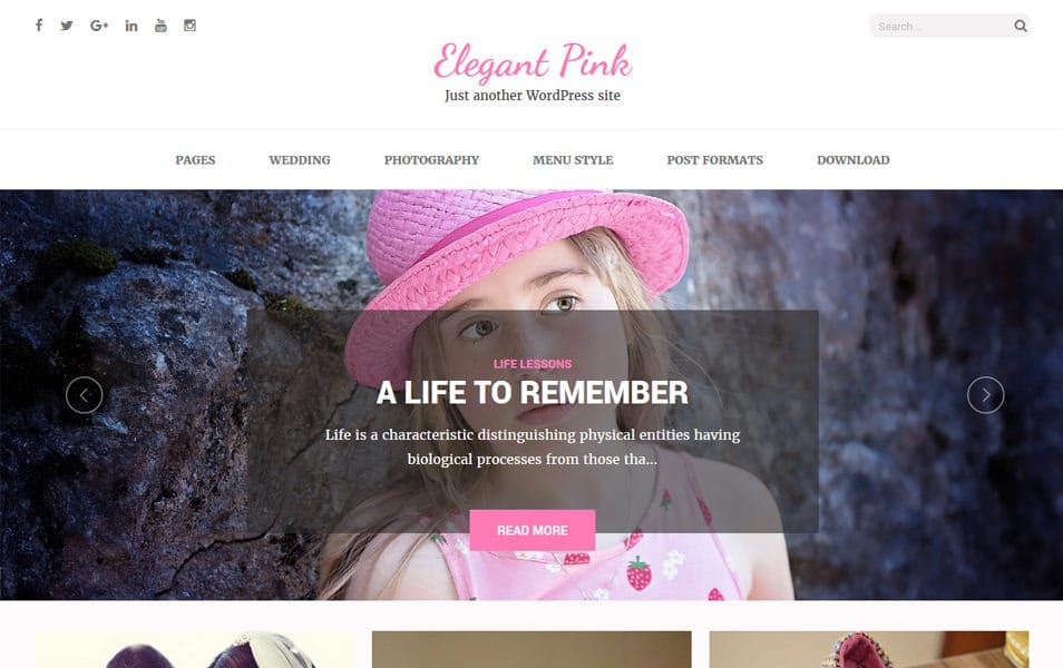 10+ Best Free Pinterest Style WordPress Themes 2022 4 Elegant Pink Responsive WordPress Theme
