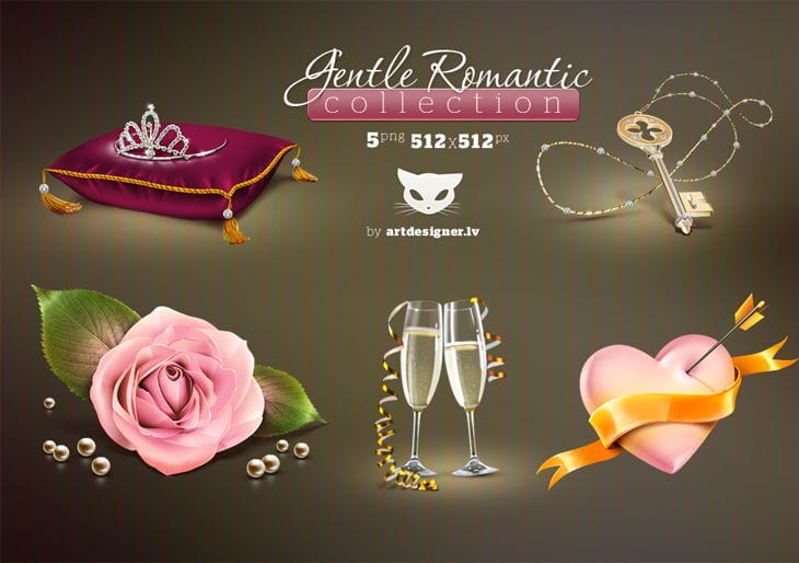 15 Delicious Valentine's Day Icon Set for Inspiration 14 Gentle Romantic icons