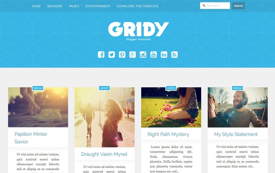 40+ Latest Free Gallery Style Blogger Templates 2022 15 Gridy Responsive Blogger Template