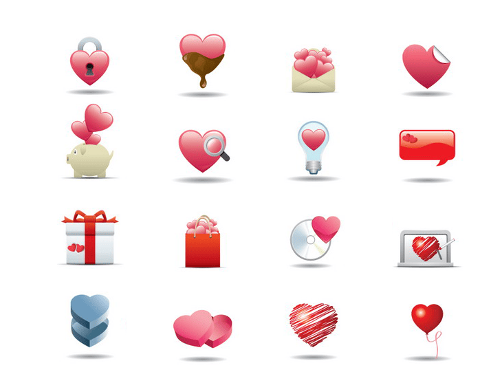 15 Delicious Valentine's Day Icon Set for Inspiration 12 Heart Style Icons for Valentine Day