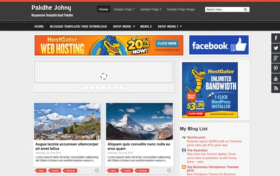 40+ Latest Free Gallery Style Blogger Templates 2022 32 Pakdhe Johny Responsive Blogger Template