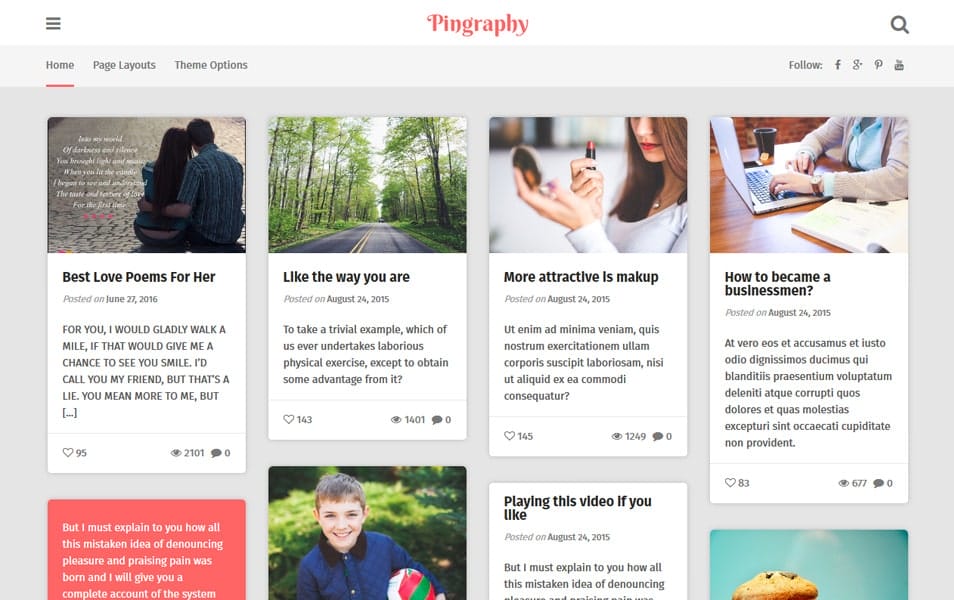10+ Best Free Pinterest Style WordPress Themes 2022 2 Pingraphy Responsive WordPress Theme