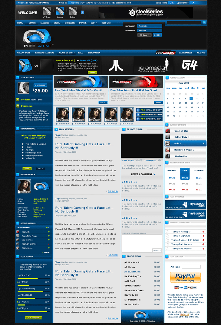 25 Awesome Game Website Designs for Your Inspiration 13 Pure Talent Gaming