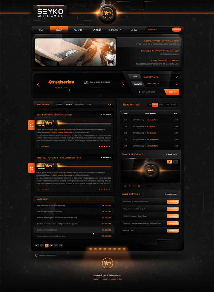 25 Awesome Game Website Designs for Your Inspiration 17 SEYKO Gaming - Sold
