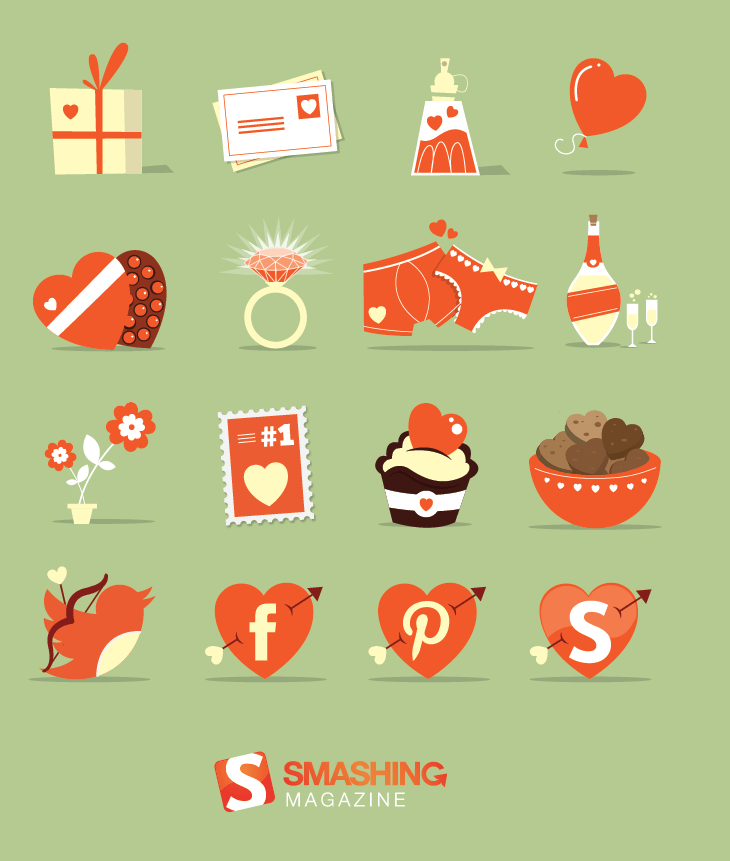 15 Delicious Valentine's Day Icon Set for Inspiration 5 St. Valentine’s Day Icon Set (16 PNG/EPS Icons)