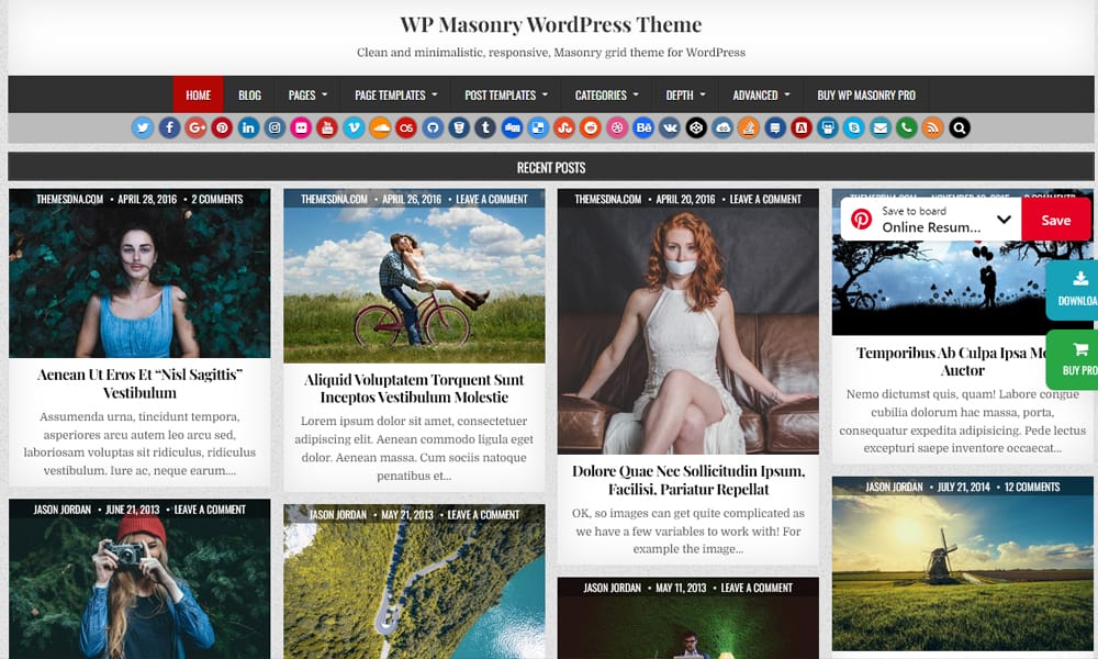 10+ Best Free Pinterest Style WordPress Themes 2022 5 WP Masonry