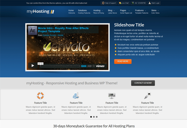 20 Premium Web Hosting Website Templates For Inspiration (HTML/CSS, Joomla and WordPress) 3 myHosting