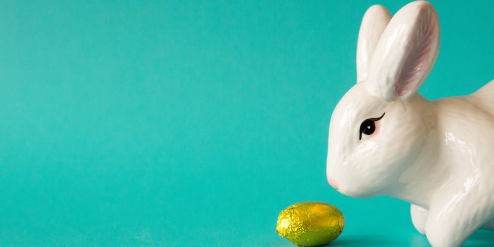 Ceramic Bunny And Chocolate Egg Photo