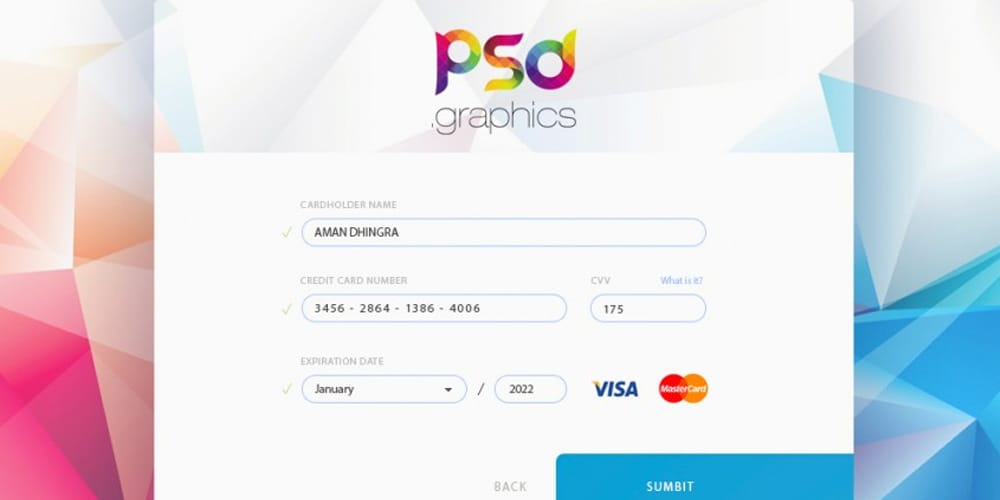 Beautiful Free Web Form PSD Templates 21 Credit Card Form UI PSD