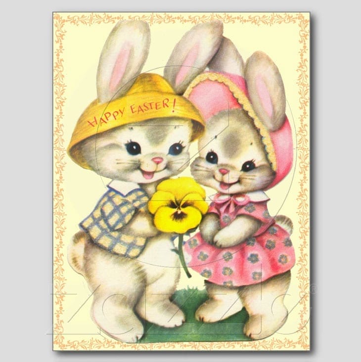 30 Beautiful Vintage Easter Greetings Cards and Postcard 24 Cute Easter Bunnies Kids Postcard