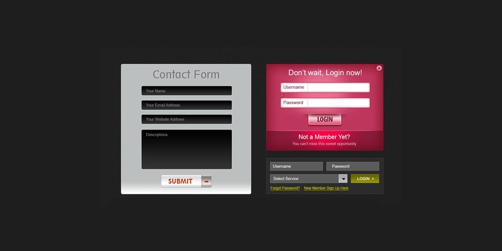 Beautiful Free Web Form PSD Templates 12 Free Web Forms PSD